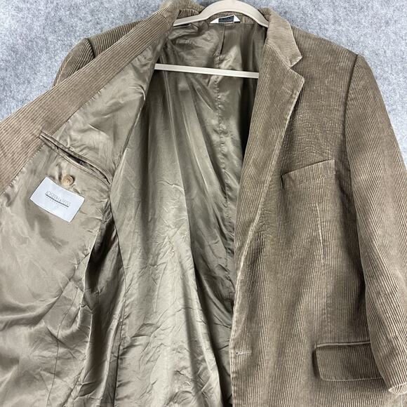 Joseph & Feiss Corduroy Blazer Sport Coat Mens 50R Beige Cotton 2 Button FLAW - Picture 4 of 16